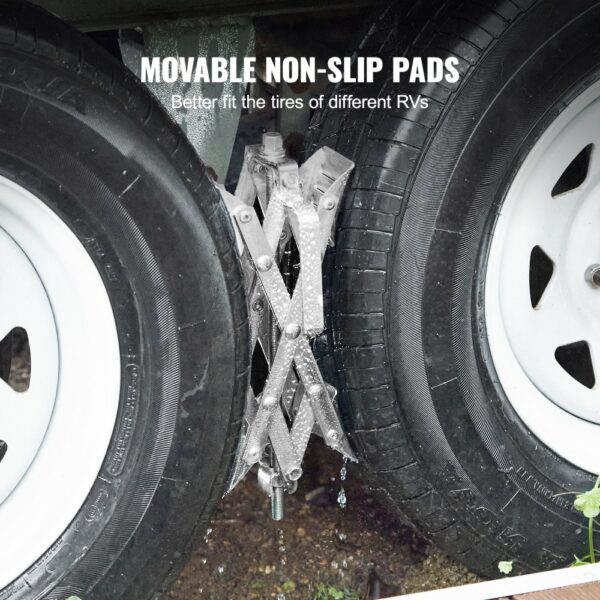 VEVOR Camper Wheel Chock Stabilizer, X-shaped RV Stabilizer Wheel Chock, Fit for 1.5" to 10" Tire Space, 2 Sets of Wheel Chocks with Ratchet Wrench and Storage Bag for Campers Travel Trailers Trucks