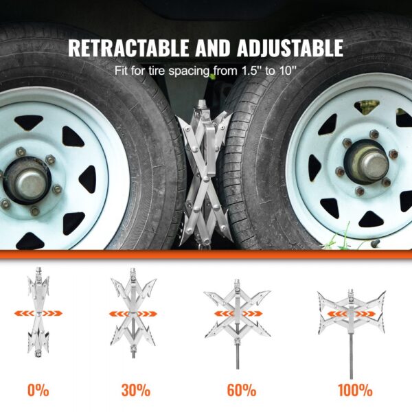 VEVOR Camper Wheel Chock Stabilizer, X-shaped RV Stabilizer Wheel Chock, Fit for 1.5" to 10" Tire Space, 2 Sets of Wheel Chocks with Ratchet Wrench and Storage Bag for Campers Travel Trailers Trucks