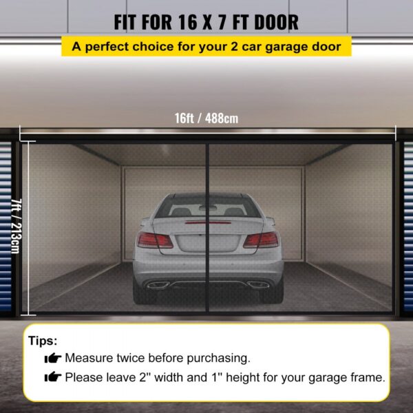 VEVOR garage door screen for 16x7 ft, perfect for 2-car garage doors.