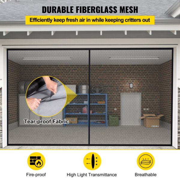 VEVOR garage door screen with durable fiberglass mesh and tear-proof fabric.