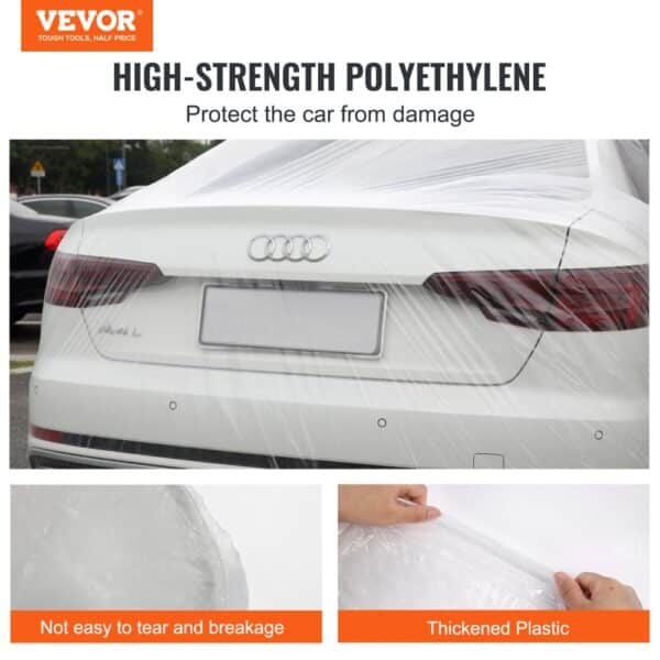 VEVOR car cover protecting an audi with high-strength polyethylene material.