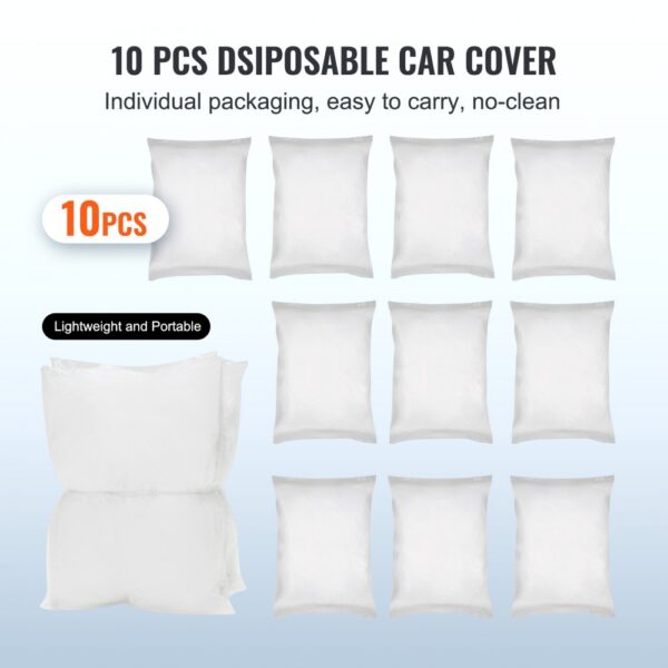 10 pcs VEVOR car cover, individually packaged, lightweight and portable.