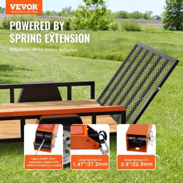 VEVOR trailer tailgate lift assist with spring extension mechanism for effortless lifting.