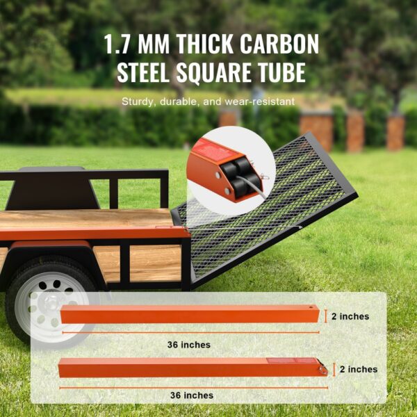 VEVOR trailer with 1.7 mm thick carbon steel square tube, durable and wear-resistant.