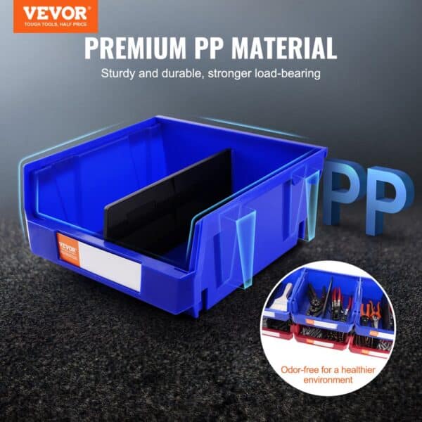 VEVOR plastic storage bin made of premium pp material, showing sturdy and durable design.