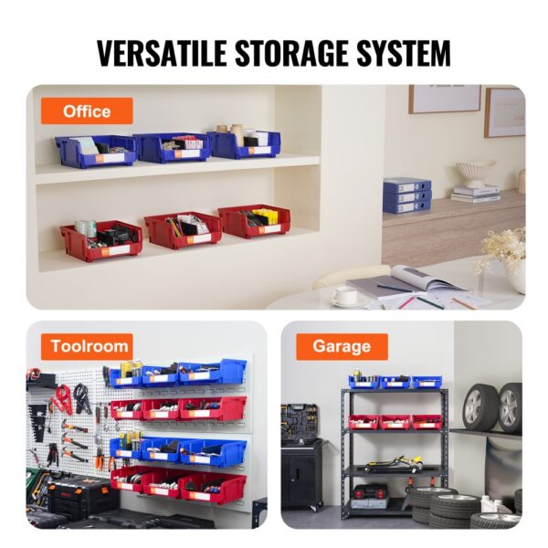 office, toolroom, and garage with organized VEVOR plastic storage bin system for versatile storage needs.