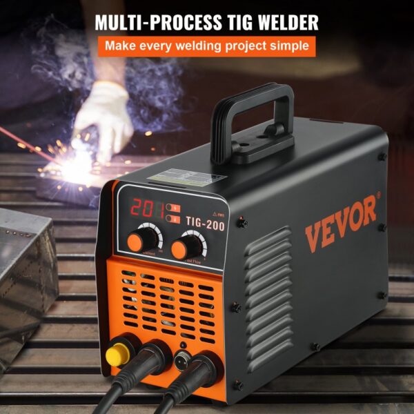 VEVOR TIG-200C, 200 Amp TIG/MMA ARC 2-in-1 Welder HF IGBT DC Inverter Welding Machine for Welding Steel, Titanium And Copper Alloys