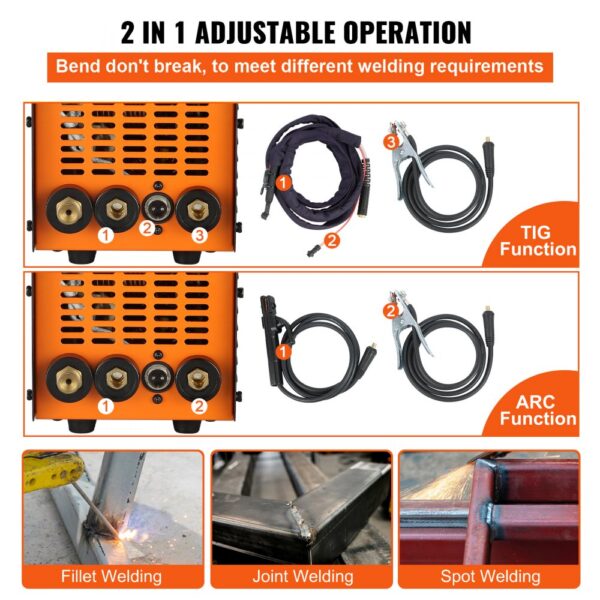 VEVOR TIG-200C, 200 Amp TIG/MMA ARC 2-in-1 Welder HF IGBT DC Inverter Welding Machine for Welding Steel, Titanium And Copper Alloys