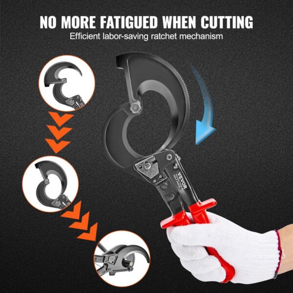 VEVOR ratcheting cable cutter with ergonomic handle and efficient design for easy cutting.