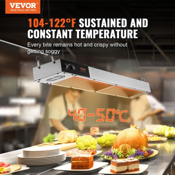 VEVOR French Fry Food Warmer Electric Strip Chip Warming Light Station Steel