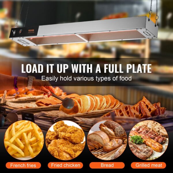 VEVOR French Fry Food Warmer Electric Strip Chip Warming Light Station Steel