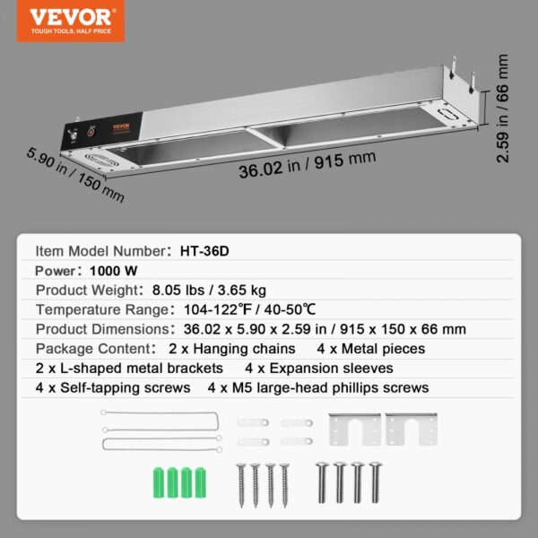 VEVOR French Fry Food Warmer Electric Strip Chip Warming Light Station Steel