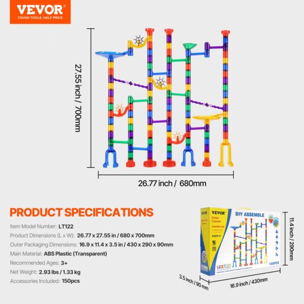 VEVOR Marble Run Set 150 PCS Building STEM Toy Educational Blocks Gift for Kids