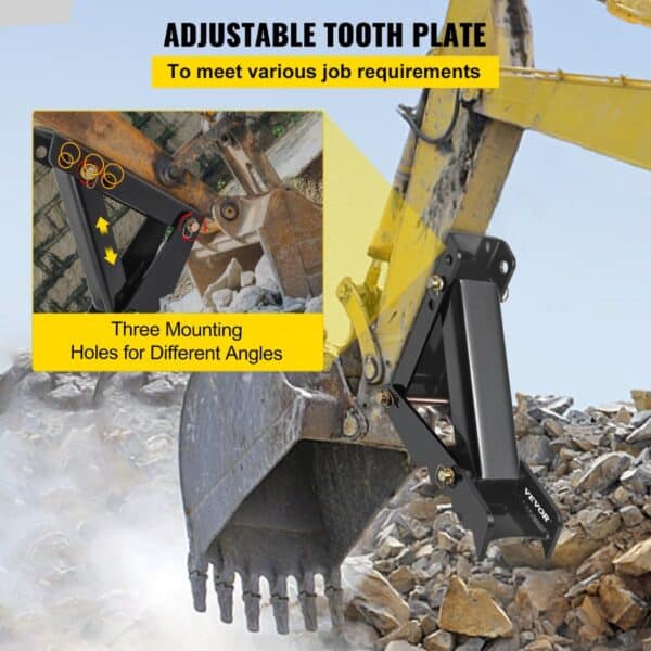 VEVOR backhoe thumb with adjustable tooth plate and three mounting holes.