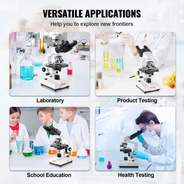 VEVOR Binocular Compound Microscope 40X-2500X Two-Layer Mechanical Stage