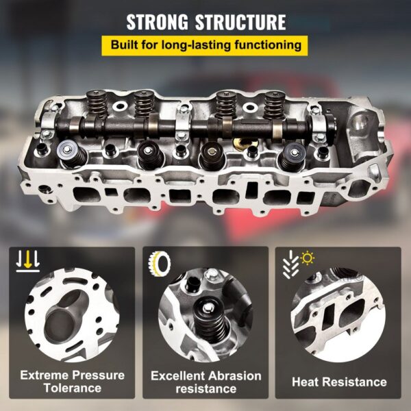 VEVOR cylinder head 22re with strong structure, extreme pressure tolerance, abrasion, and heat resistance.