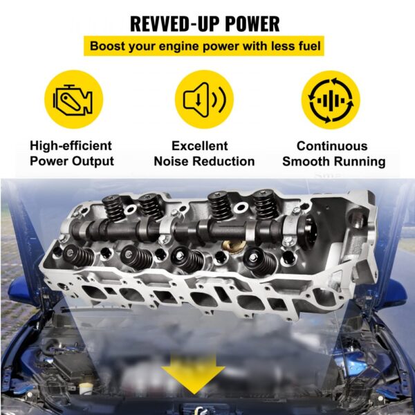 VEVOR cylinder head 22re showcasing power output, noise reduction, smooth running.