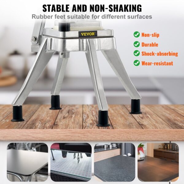 VEVOR vegetable chopper with stable non-slip rubber feet for various surfaces.