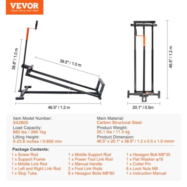 VEVOR 880 Lbs Ride on Lawn Mower Lift Jack for Lawn Mowers and Garden Tractors