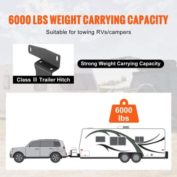 VEVOR class 3 trailer hitch, 6000 lbs weight capacity for towing rvs/campers