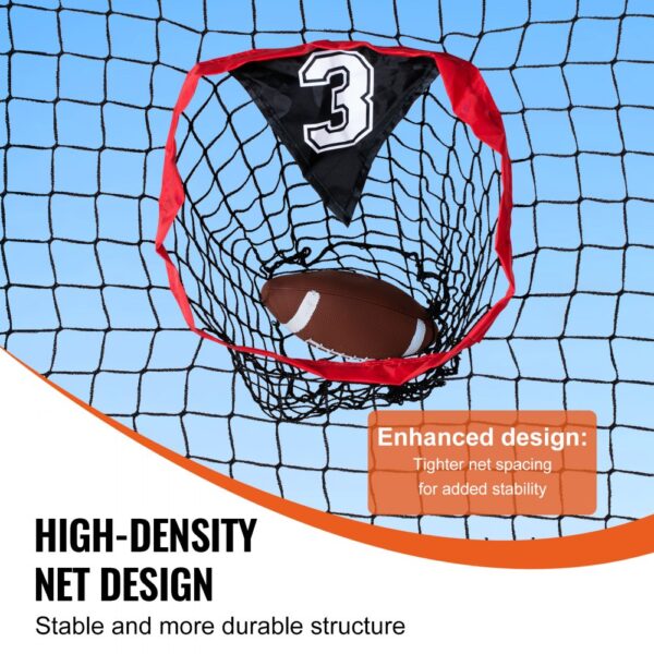 VEVOR football trainer net with high-density design, featuring a football caught in the net.