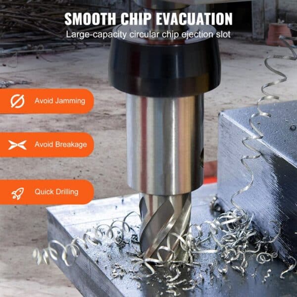 VEVOR annular cutter set ensures smooth chip evacuation, avoids jamming, breakage, and provides quick drilling.