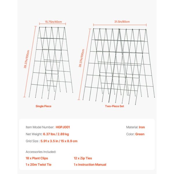 VEVOR A-Frame Cucumber Trellis 39" x 32" Foldable Metal Garden Trellis