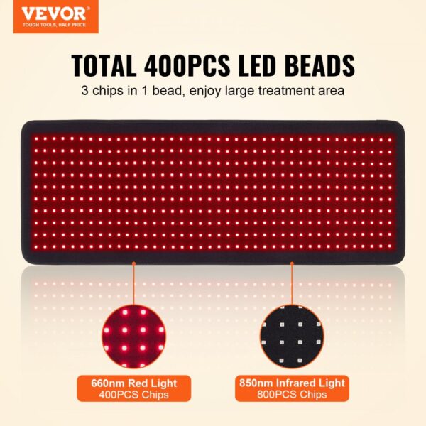 VEVOR Red Light Therapy Mat for Body 400PCS LED Light Therapy Pad 2 Wavelengths