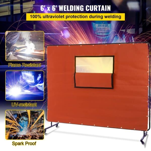 VEVOR welding curtain with uv protection, flame resistance, and spark-proof features.