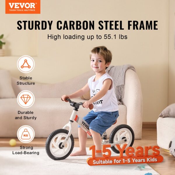 VEVOR Toddler Balance Bike Carbon Steel Balance Bicycle for 1-5 Years Boys Girls