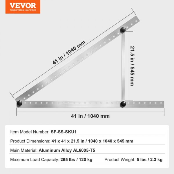 VEVOR 41-Inch Solar Panel Mount Brackets 0 - 90° Adjustable Tilt Mount Brackets