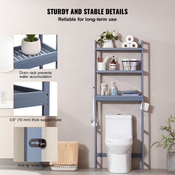 VEVOR Over the Toilet Storage 3-Tier Bathroom Shelf Rack Space Saver Organizer