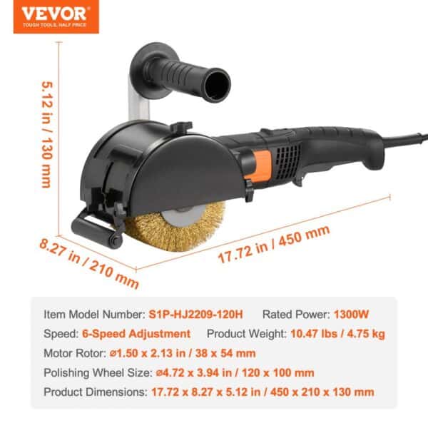 VEVOR Burnishing Polishing Machine 1300W 6-Speed Electric Metal Polisher Sander