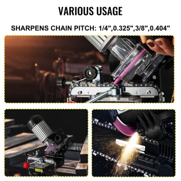 VEVOR Professional 230V Electric Chainsaw Blade Sharpener 230W Electric Bench Top Chainsaw Blade Chain Sharpener 145mm Grinder with Induction Motor