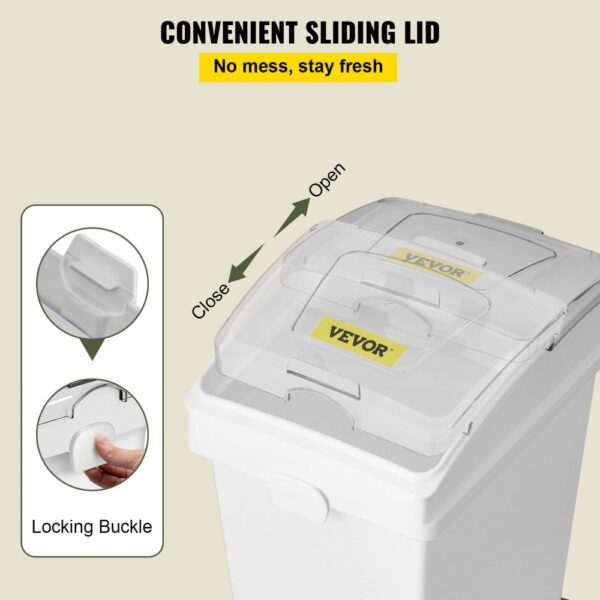 VEVOR ingredient bin with convenient sliding lid and locking buckle for freshness.