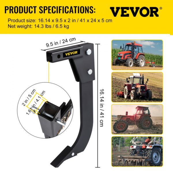 VEVOR hitch mounted ripper with tractors in various agricultural fields.