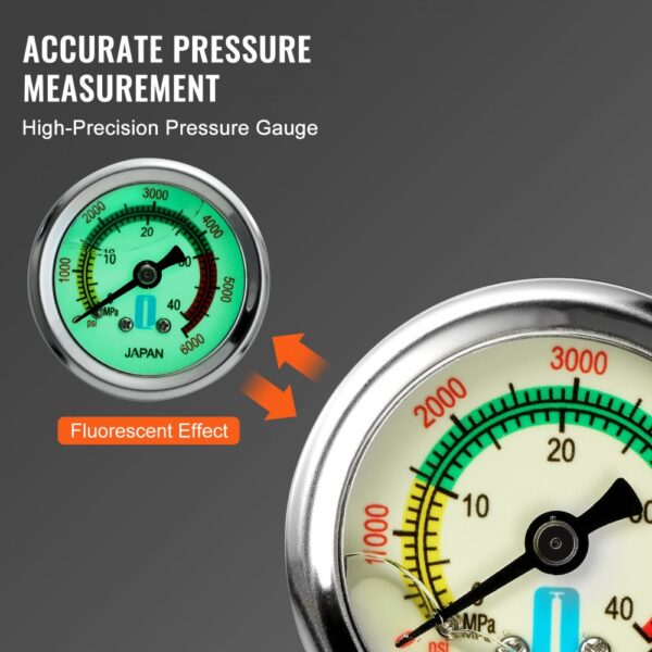 high-precision gauge with fluorescent effect on VEVOR high pressure hand pump.