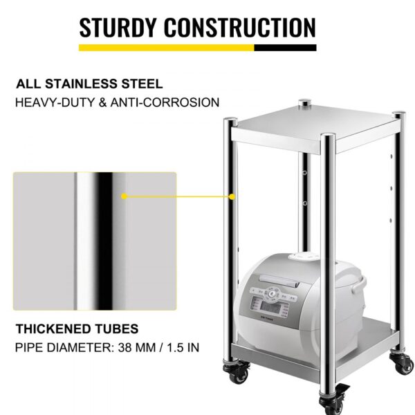 VEVOR rice warmer stand with heavy-duty stainless steel and thickened tubes.