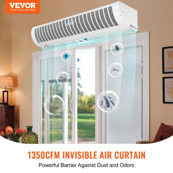 VEVOR 1.1m Commercial Indoor Air Curtain Super Power 2 Speeds 2292m³/h, UL Certified Wall Mounted Air Curtains for Doors, Indoor Over Door Fan with Heavy Duty Limit Switch, Easy-Install Unheated