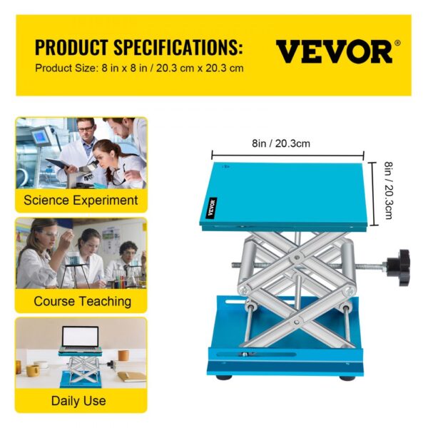 VEVOR lab jack stand 8in x 8in for science experiments, teaching, and daily use.