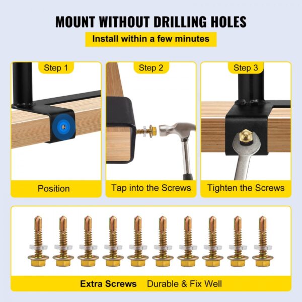 mount VEVOR dolly converter without drilling using extra durable screws.