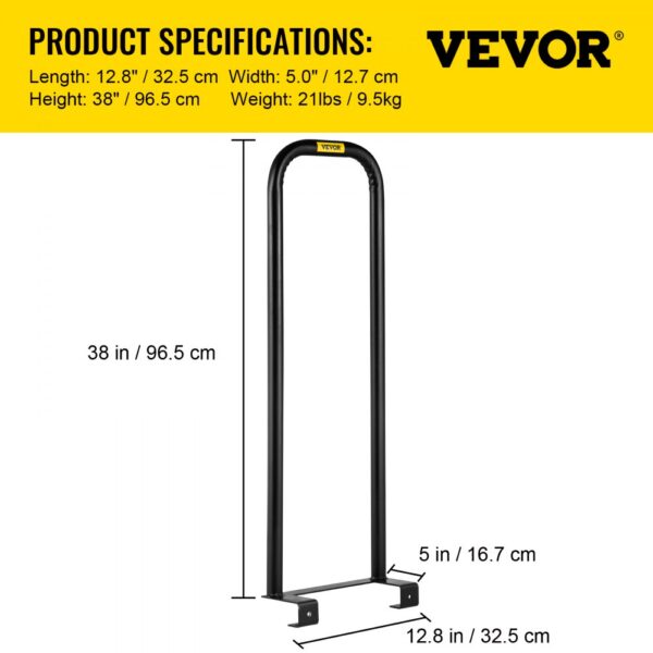 VEVOR dolly converter, 38" height, 12.8" length, 5" width, 21 lbs. black frame.