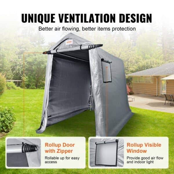 VEVOR Portable Storage Shelter Garage Storage Shed 6 x 8x 7 ft & Zipper Door