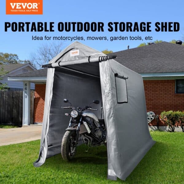 VEVOR Portable Storage Shelter Garage Storage Shed 6 x 8x 7 ft & Zipper Door