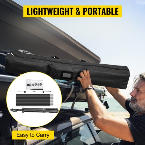 VEVOR tripod projector screen in black carry bag, labeled "lightweight & portable."