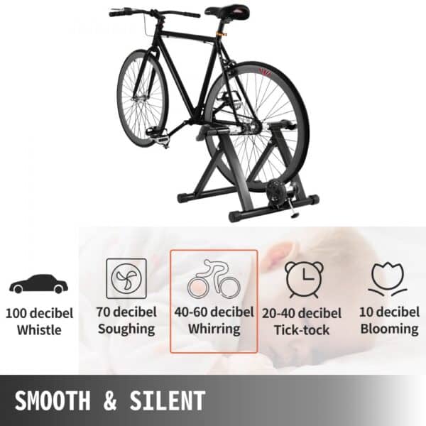 VEVOR Bike Magnetic Turbo Trainer Home Trainer Bike Trainer Stand with Noise Reduction Wheel Foldable Adjustable Indoor Mountain & Road Bicycles Fixed Gear Trainer 26" - 28", 700C Wheels