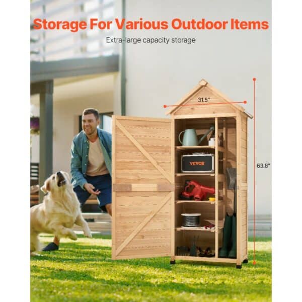 VEVOR Outdoor Wooden Storage Shed Waterproof Garden Tool Shed 28x63 inch