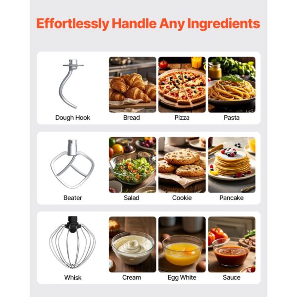 VEVOR Stand Mixer 6 Quart Electric Dough Mixer 1400W 6 + P Speeds Food Beater