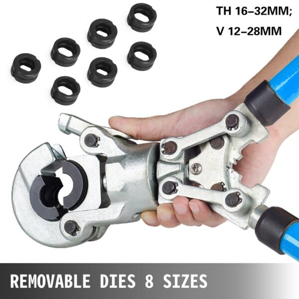VEVOR Copper Pipe Crimper Plumbing Crimping Tool V 12-28mm, Pressing Tongs Copper Pipe Crimper Crimping Tool TH 16-32mm Jaws 360° Head