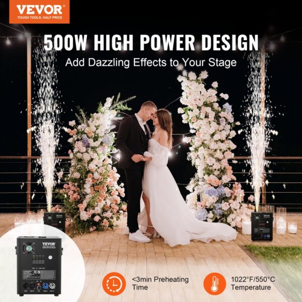 VEVOR Cold Spark Firework Machine 500W 2-4M Stage DJ Wedding Event Party